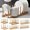Kitchen Storage Rack Bamboo Anti-skid Plate Pot Lid Dish Bowl Drying Holder Organization Cutting Board Drainage Stand