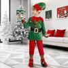 Christmas Elf Costume Set Boys Girls Festive Elf Outfit Kids Classic Red Green Elf Hat Stockings Set Dress-up Attire for Parties Cosplay Performance