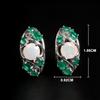 Luxury Design Natural Color Rich Opal & Green Agate Gemstone Ring Earrings Set Light Luxury Beautiful Jewelry for Women