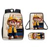 Lightweight Elementary School Backpack Labubu, Cute Printed Cartoon Anime Children's Backpack Three Piece Set