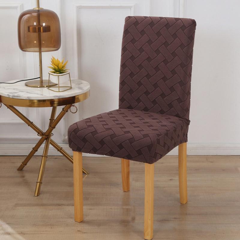 1 Pcs Thick Elastic Chair Seat Cover with Cross Jacquard Polyester Chair Cover Suitable for Hotel Banquet Restaurants