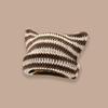 Cute Devil Horn Knitting Striped Beanie Hat Autumn Winter Knitted Wool Caps Girl Cat Ear Pointed Pullover Women Bonnet Hats