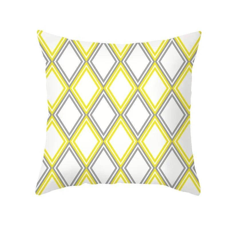 45x45cm Fashion Yellow Geometric Printing Pillowcase Sofa Hotel Office Seat Lumbar Cushion  Cover Home Decoration