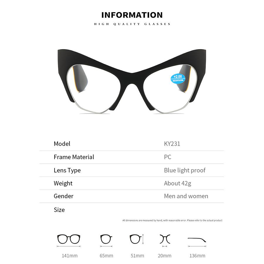 Fashion Cat Eye Women Cat Eye Anti Blue Light Reading Glasses+1.0+1.5+2.0+2.5+3.0+3.5+4.0