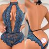 Transparent Open Ass Erotic Lingerie Women's Hot Sexy Bodysuit V-Neck Hanging Neck Porn Underwear Fancy Lencería Adult Costumes