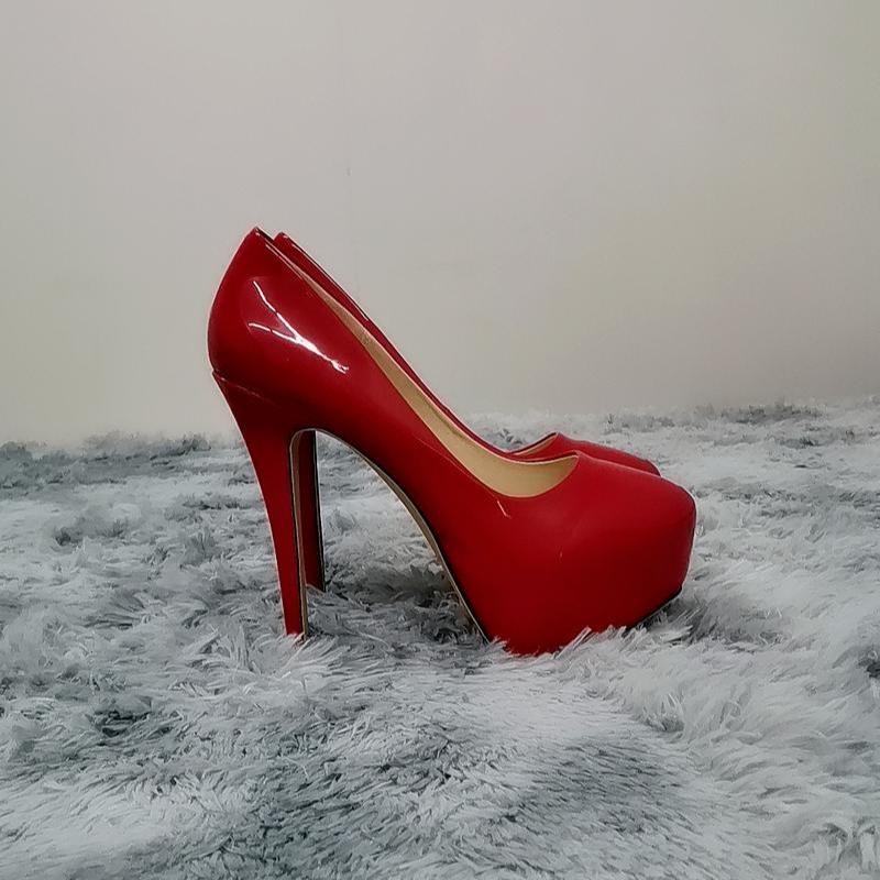 Women High Heels Pumps 14cm Round Toe Stilettos Talon Femme Sexy Ladies Red Wedding Shoes Black Platform Heels Big Size 44