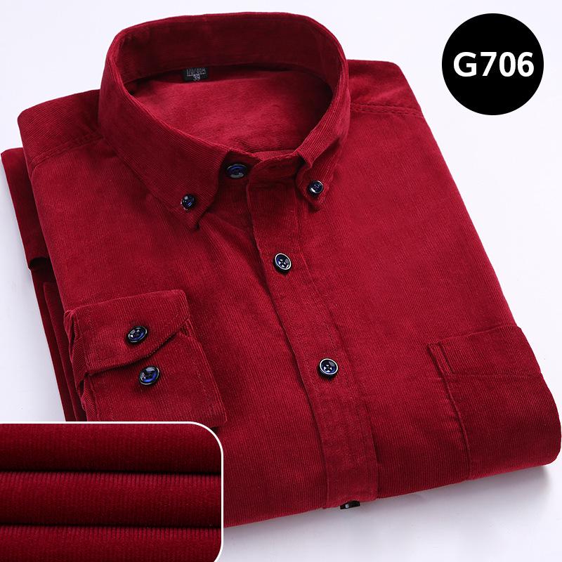 Corduroy Shirt Men Casual Shirts Soft Leisure Solid Color Fit Long Sleeved Man Shirt Oversized Clothes