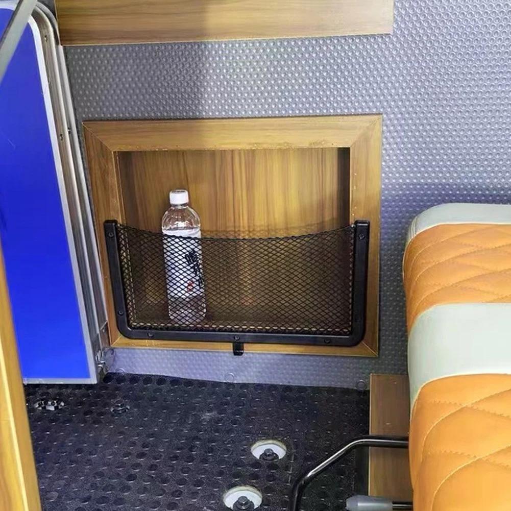 Car Storage Net Stretchable Mesh, Framed Car Mesh Organizer, Elastic Sticker Universal Rear Mesh, for Bus Camper SUV Vehicle RV