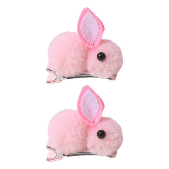 1 Pair Winter Plush Bunny Hairpins Hair Clips Vivid Color Creative Shape Adorable Sweet Hairpins Hair Accessory for Kids