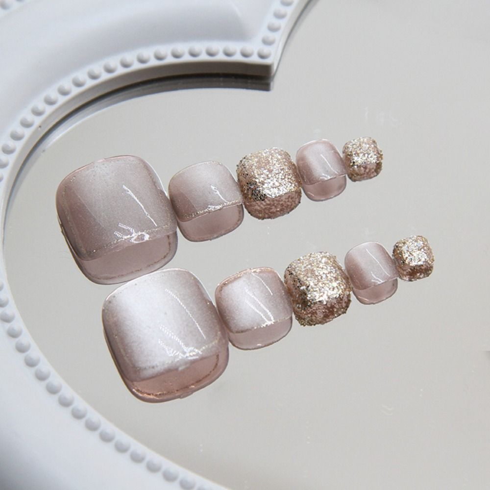 Simple Fake Toenails Short Square Foot Nails Nail Tips Toe Nails  for Women Girl