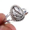 Natural Black Rutile Gemstone Handmade 925 Solid Sterling Silver Ring S.9 e2F00