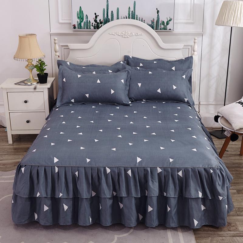 23 Colors Matte Non-slip Bed Skirt Baby Single Twin Full Queen King Size Bed Skirt Mattress Protective Case/Cover Bed Skirt with 2 Pillowcase