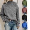 Large Women's Casual Solid Color Jacquard Sweater - Loose Long Sleeved Round Neck Pullover, Knitted Sweater, Comfortable Daily Wear