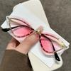 New Cat Eye Shaped Diamond Studded Sunglasses Personalized and Trendy Outdoor Sunglasses Sunscreen Party Metal Eyeglass Legs