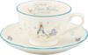 Yamaka Shoten Peter Rabbit Teacup 9x6cm Shabby Chic Flower & Saucer, 220ml, Approx. Diameter, Design, White, PR651-28