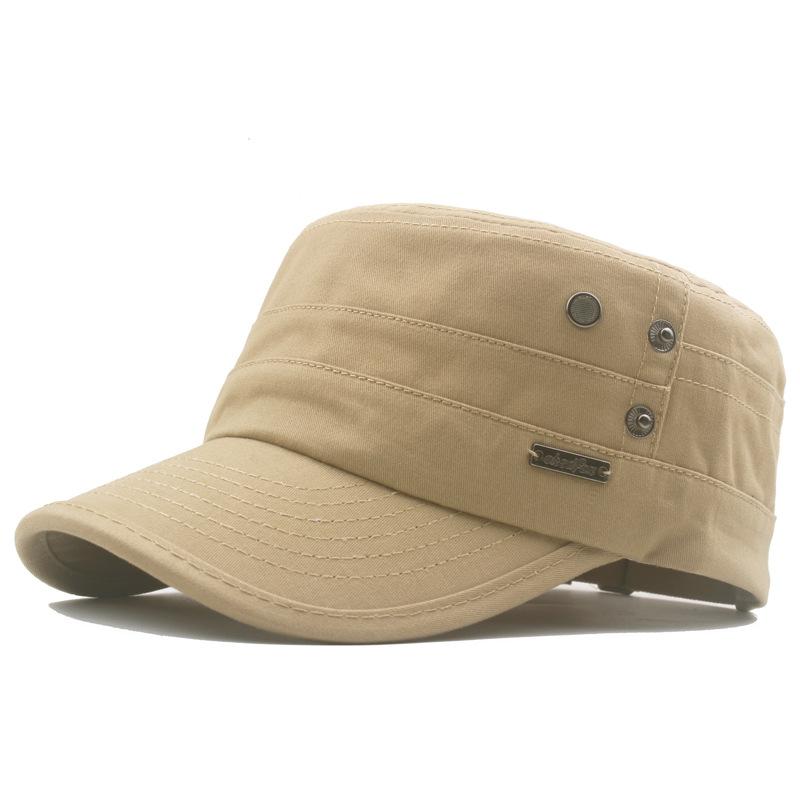 Men's Flat Cap Cottonsummer Outdoor Sun Hat Solid Color Vintage Baseball Cap Military Caps Army Visors Hat Training Cadet Caps