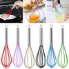 1/5Pcs Silicone Whisk Stainless Steel Handle Dishwasher Safe Ergonomic Design with Hanging Hole Egg Beater Kitchen Supplies