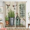 2pcs 2D Flat Printing Drapes Hummingbirds Birdhouse Nature Polyester Fabric Without Electricity 0 Perfect for Holiday Parties