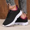Women Sneakers Fashion Lace Up Mesh Breathable Outdoor Walking Shoes Black Dirt Resistant Daily Versatile Platform Tennis Shoes