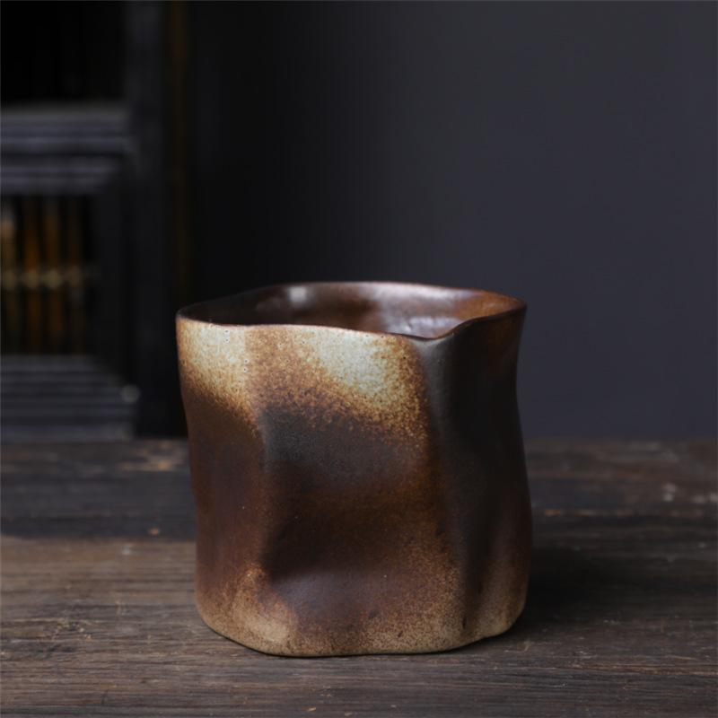 Creative Coffee Cup Coarse Pottery Water Cup Retro Supply Niche Ceramic Cup Japanese Ceramic Special-Shaped Cup