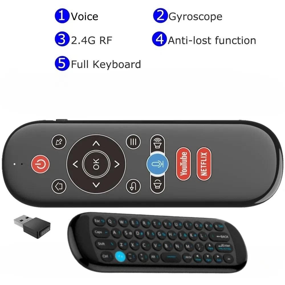 NEW W1 PLUS Air Mouse Remote Control 2.4G RF Wireless Mini Voice Control Keyboard Smart Gyroscope Keyboard Sense Anti-loss IR for Android TV Box