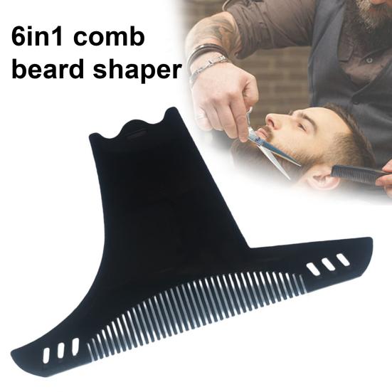 Men Beard Comb 6-In-1 Beard Shaper Moustache Styling Template Beard Trimmer Guide Shaping Salon Tools Barber Accessories