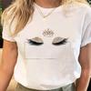Tee Top Summer Crown Eye Lashes Eyelashes Trend Women Print Fashion Tshirt Female Clothing Casual Short Sleeve Lady Graphic T-shirt