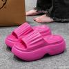 Fashion Thick Bottomed Sandals for Women's Summer Outdoor Wear Solid Color New High Heels Anti Slip Soft EVA Material Beach Slippers