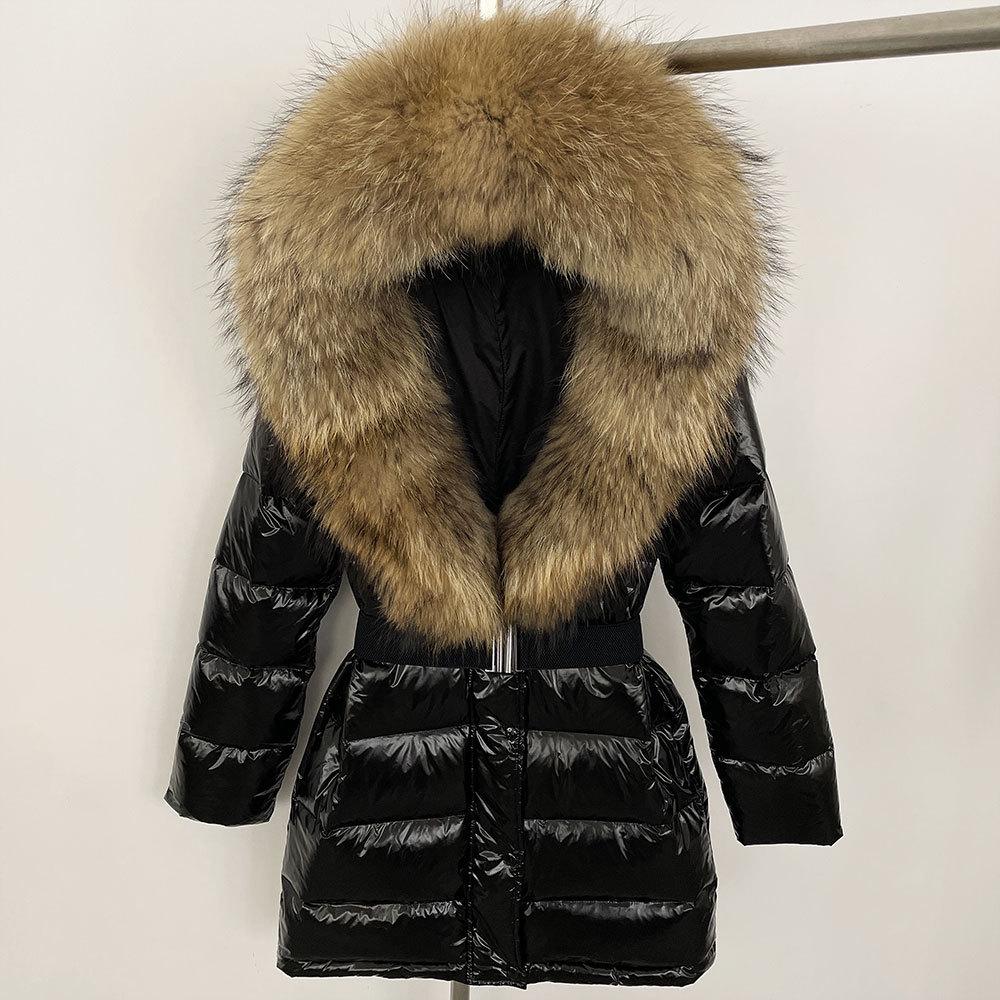 2025 Women's Shiny Coat: Fox Fur Collar, Thickened Long Down Jacket