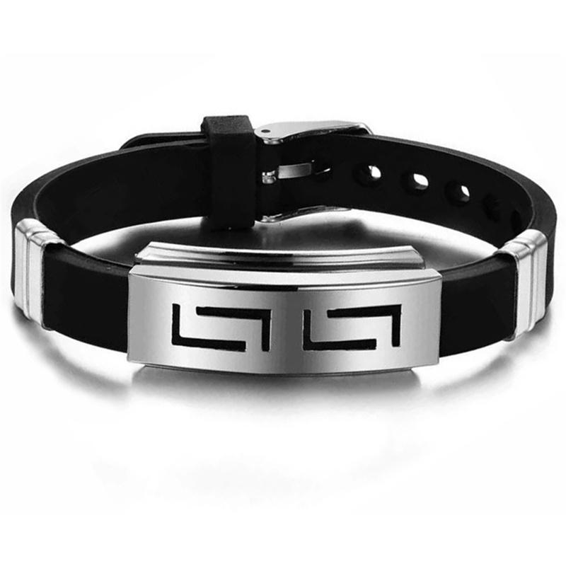 Fashion Wristband Black Punk Titanium Steel Men Bracelets Bangles