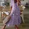 Women's Fashion Summer Spring Geometric Print 1/2 Sleeves V-Neck Middle Waistline Casual Dresses