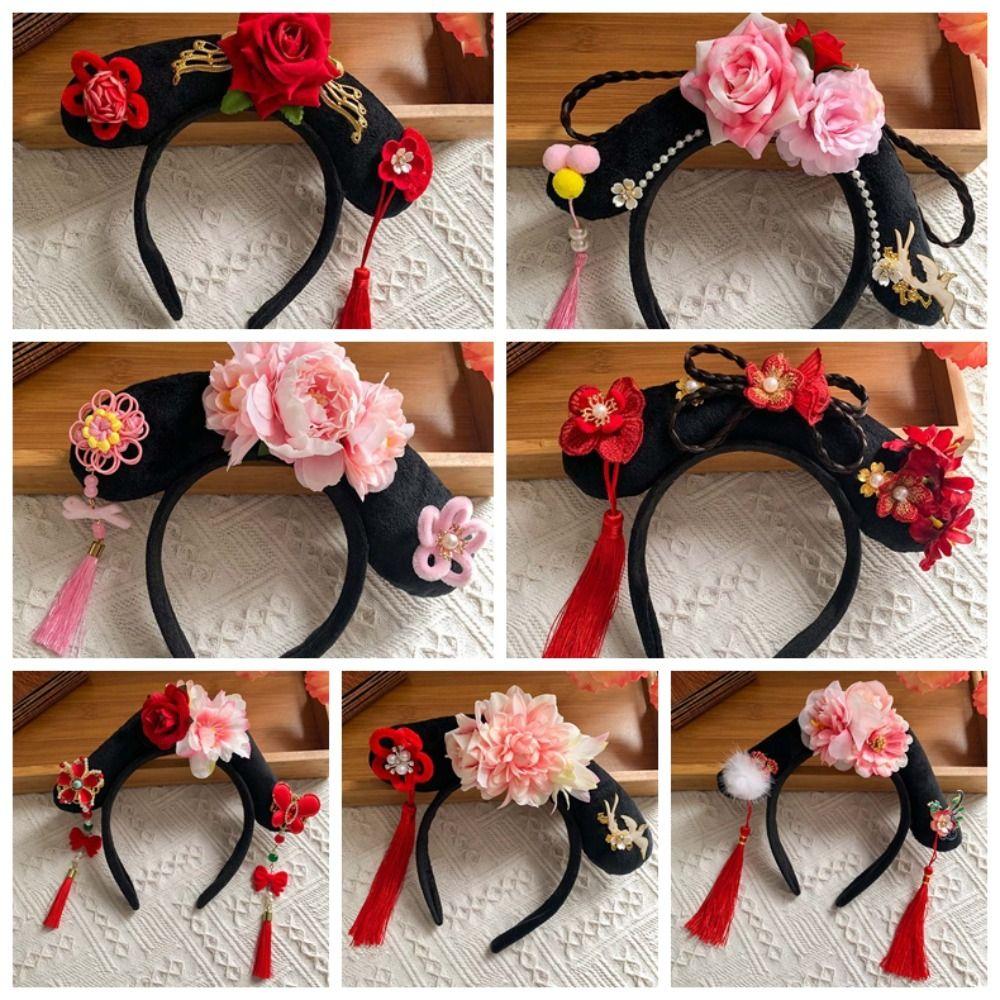 Sweet Chinese Style Hair Hoop Long Tassel Children Hair Bands Retro Hanfu Flower Headband  Festival
