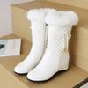 Winter White Real Hair Women 'S Snow Boots Fashion Warm Plush Boots Ladies Round Toe Zip Slope Heel Snow Boots Size