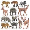 Simulation 12Pcs Forest Animal Giraffe Rhino Lion Zebra Elephant Buffalo Baboon White-Tailed Deer Model Ornament