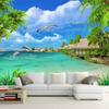Coconut Tree Seaside Landscape Nature Wallpaper Living Room Theme Hotel Beach 3D Mural