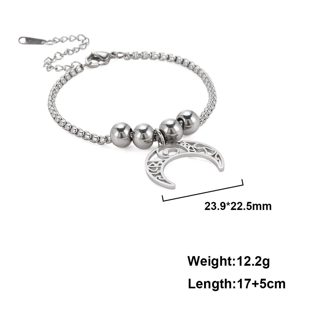 Stainless Steel Cuff Bracelet Women Silver Color Bangle Bracelets Jewelry Wiccan/Pagan Necklaces and Bracelets with Moon Phase