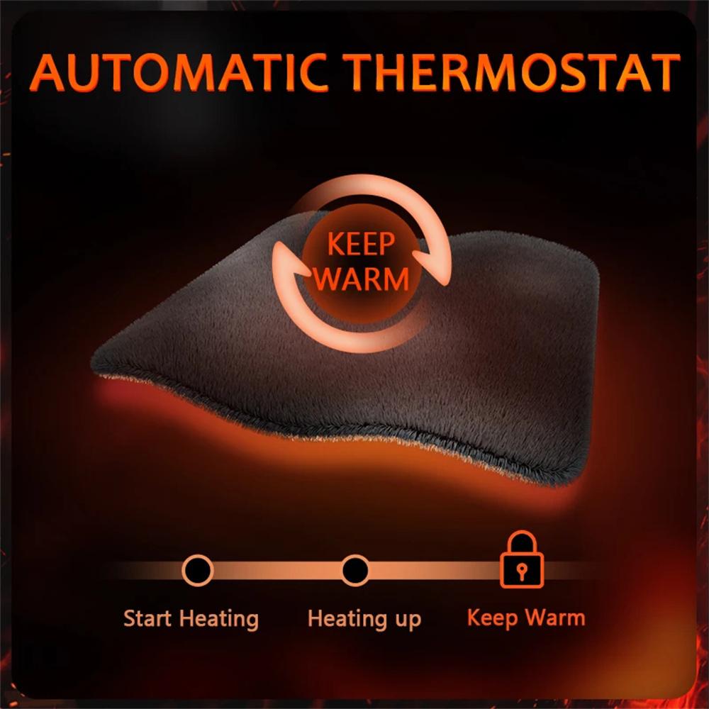 12V-24V Heated Car Seat Cover Fast Heating Pad Winter Warm Flannel Cushion Black