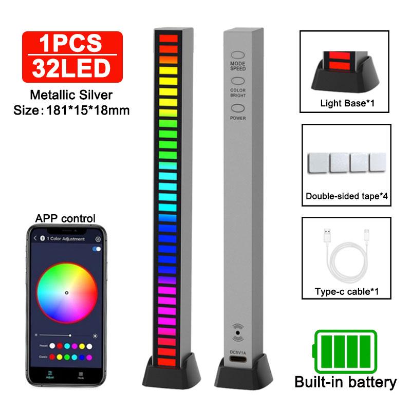 Sound Pickup Light RGB Colourful LED Lights App Controls Music Rhythm Neon Light Voice Activated Ambient Atmosphere Night Lights