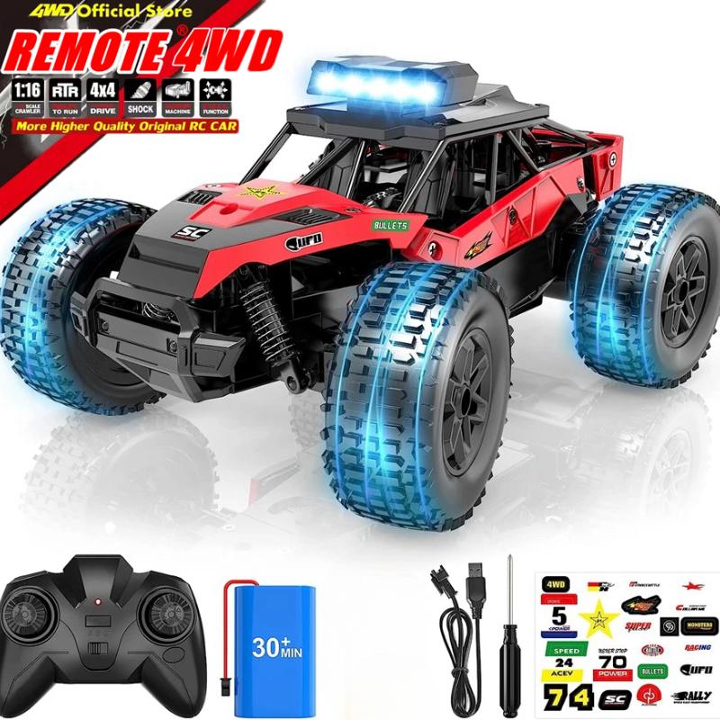 New High Speed RC Car Drift Truck LED Light 2WD 25KM/H High Speed Off-Road Racing Single Battery Long Life Suitable for Kids Toys Gifts
