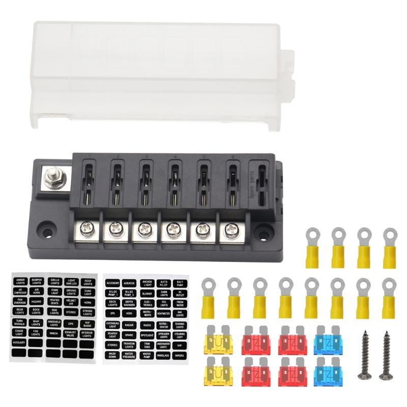 6 Way Fuses Box for Standard Fuses Holder ATOBlock 32V 100A Car Boats