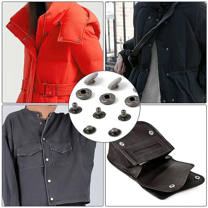 120pcs Leather Snap Fasteners Kit Metal Button Press Studs With Installation Tools Hammer For DIY Leathercraft Clothing Jeans