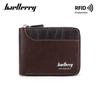 Men Fashion RFID Protection Card Holder Vintage Design Artificial Zipper Purse Money Bags