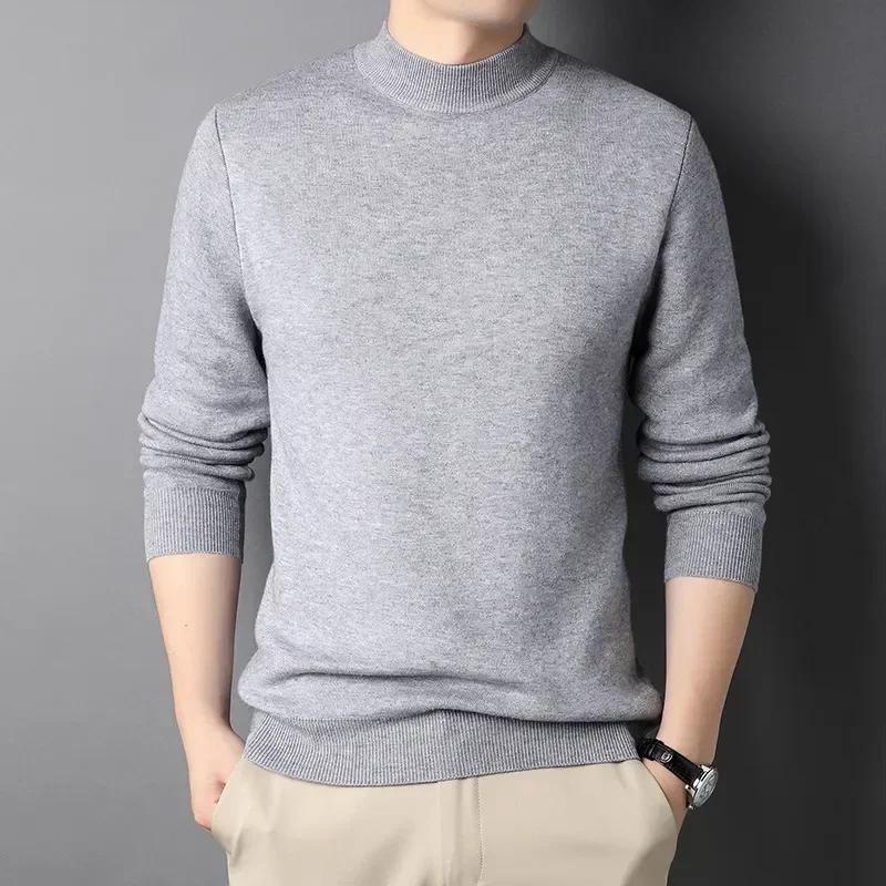 Brand Men's Cashmere Sweater Half Turtleneck Men Sweaters Knit Pullovers for Male Youth Slim Knitwear Man Sweater