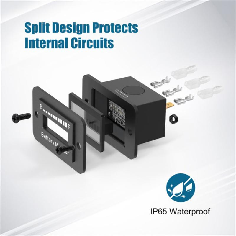 Led Battery Meter Battery Level Monitor 12V 24V 36V 48V 60V 72V Waterproof Lithium Acid Monitor Gauge For Golf Cart Rv Boat Car