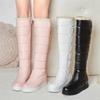Fashion Winter Warm Pink White Snow Boots Women Shoes 2025 Low Heels Knee High Boots Female Platform Plush Long Boats Mujer Black 34-43