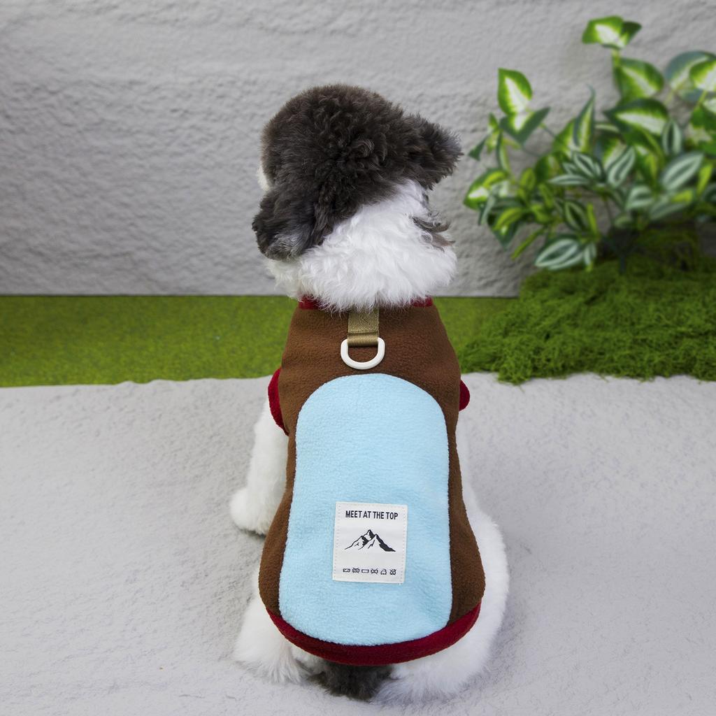 Winter Thick Fleece Two-Legged Dog Clothes Color-Block Pet Apparel for Cold Weather Warm Winter Pet Jacket Small Breed Outfit