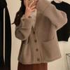 Women's Knitted Cardigan Sweater Outerwear Button Knit Loose Sweaters Long Sleeve Casual Coats with Pocket Fall Winter