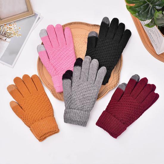 Winter Gloves for Women Elastic Touch Screen Warm Gloves Thermal Knit Fleece Lined Gloves for Cold Weather