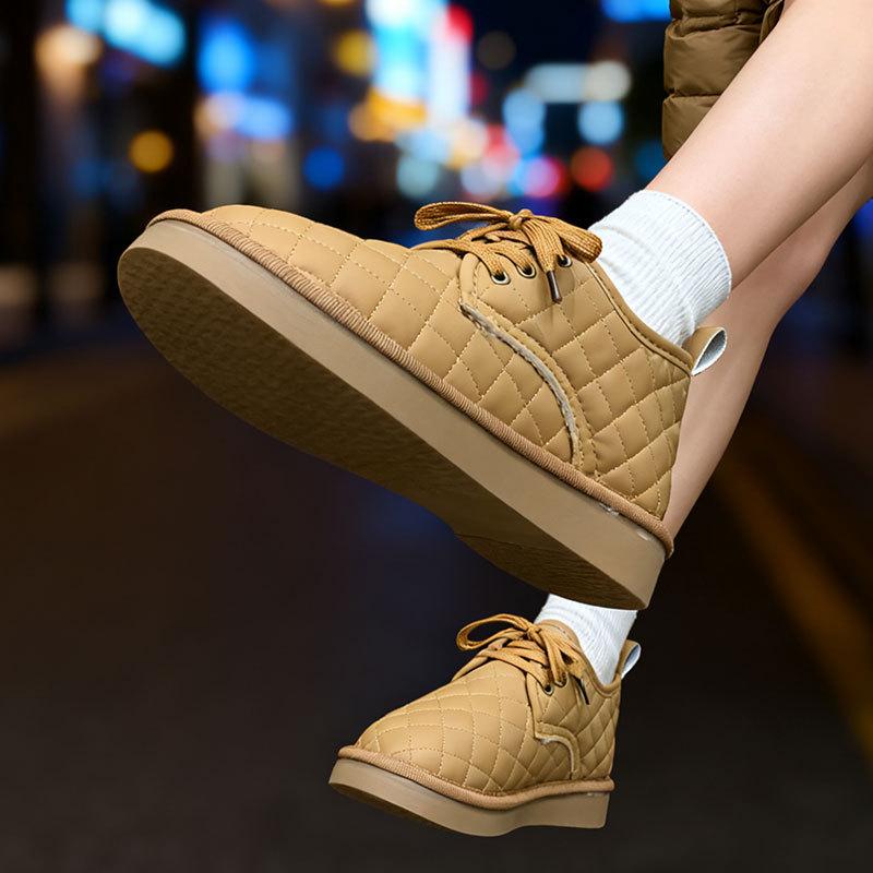 Soft-soled Lace-up Thickened Warm Bread Shoes Women's Autumn and Winter New Velvet Cotton Shoes Casual Versatile Snow Boots