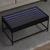 VidaXL Coffee Table with Infinity LED Black 90x50x41 Cm, Side Table, Living Room Table, Side Table, End Table, Table 847687